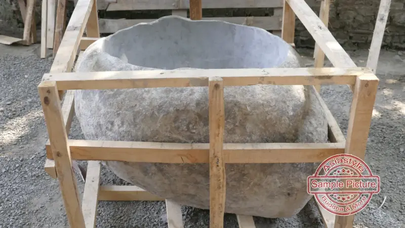 Product image of the product “Basin from Riverstone, Natural surface, polished inside. Dia approx 76-80. Height 51-55 ”